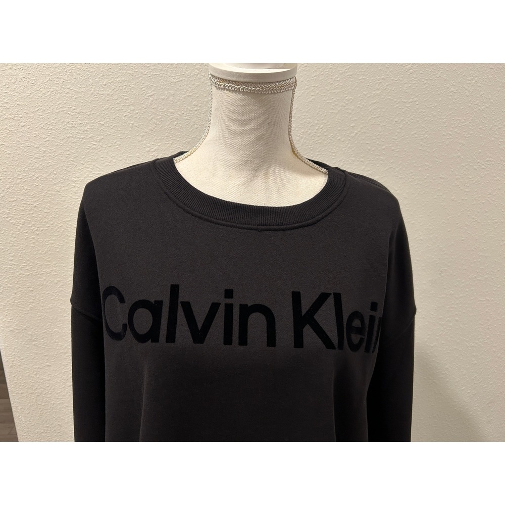 Calvin Klein Performance Womens Black Logo Crewneck Sweatshirt Pullover Top XXL - Picture 5 of 8